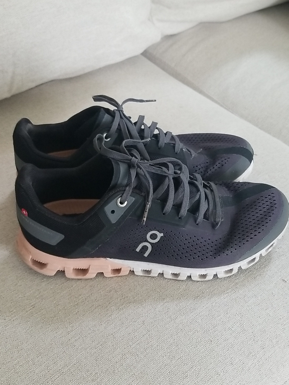 On Running Women's Black and Pink Cloud Running Sneakers